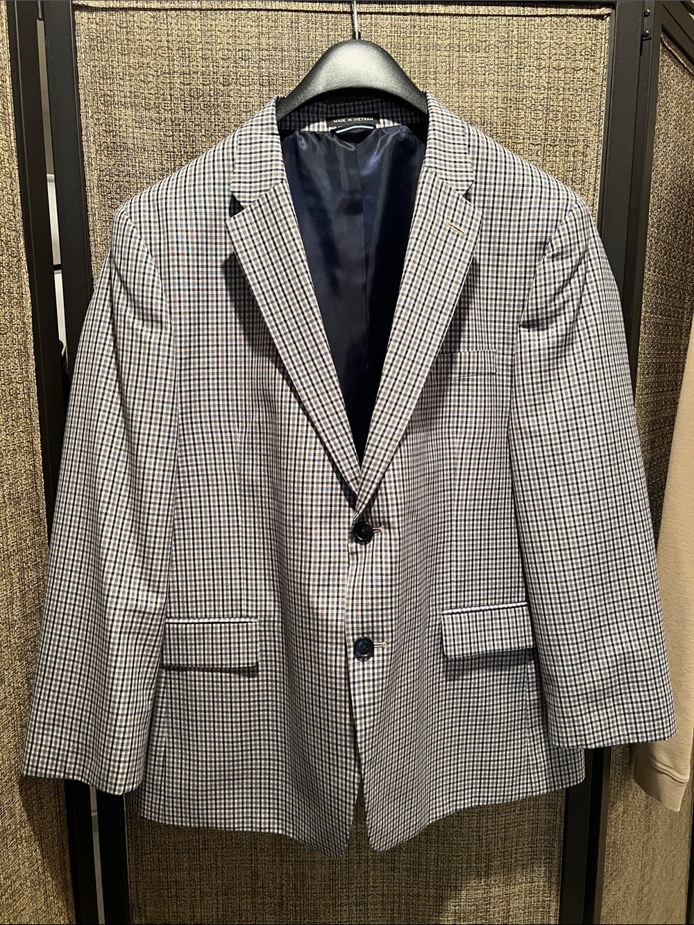 Tommy Hilfiger Men's Navy, Olive & Cream Micro-Check Blazer